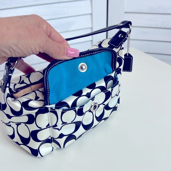 VINTAGE COACH Black White Mini Hampton Weekend Pouch Bag 90s Retro Y2K - Picture 5 of 11